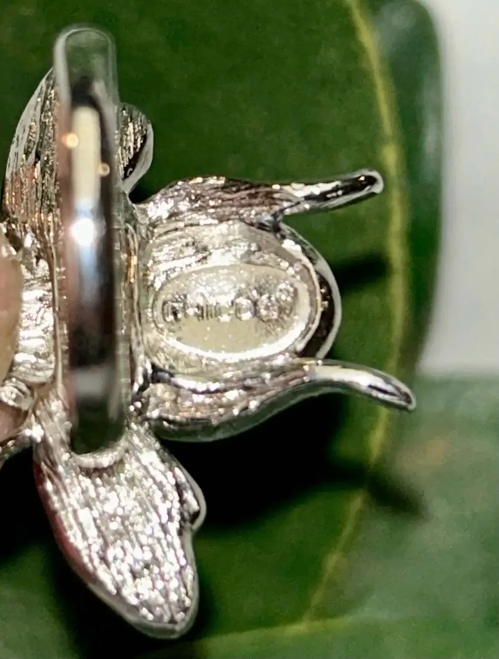 Chico's Pave Crystal and Black Stone Figural Bee Fashion Ring